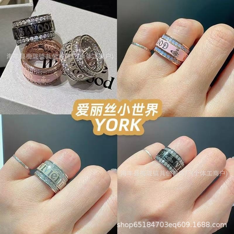 东太后印镶钻戒指金银双色闪亮土星指环时尚网红男女戒指|undefined