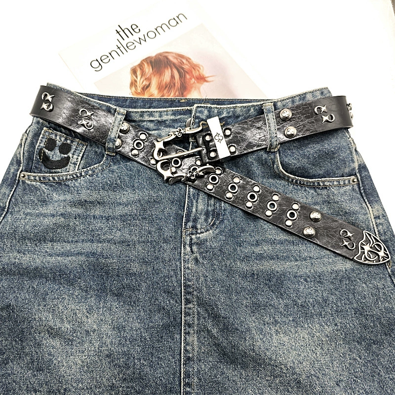 Small design retro leather belt handmade, high-end