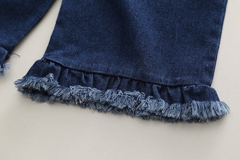 Kid's Clothing Autumn children's clothing solid color half turtleneck bottoming shirt denim wide leg pants suspenders small bag cute girls 2 pieces_voghion.com