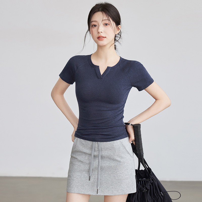 瑜伽服女2025新款运动短袖健身短袖快干跑步训练上衣紧身瑜伽套装|undefined