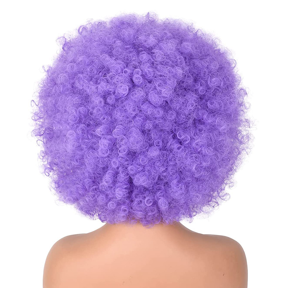 Perruque synthétique courte, bandeaux, petite perruque Afro bouclée, chenille moelleuse, tête explosive, Cosplay_voghion.com