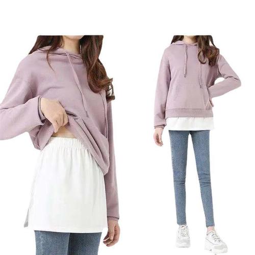 Bottom-up jacket with fake two-piece hem to cover buttocks, spring half-body skirt, inner skirt for buttock coverage, base white mini-skirt