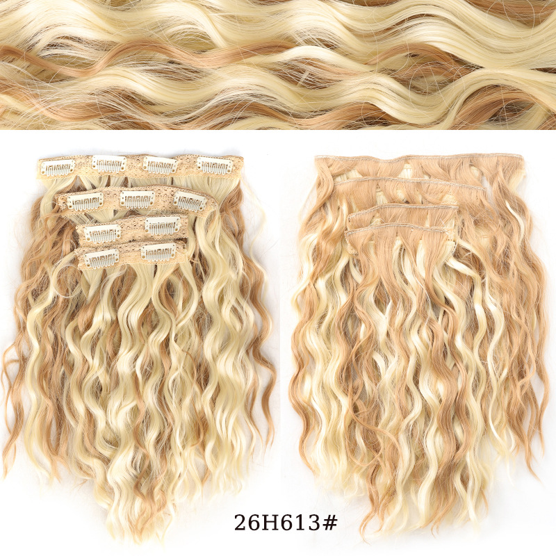 Extensii de păr sintetice cu clip ondulate efect undă_voghion.com