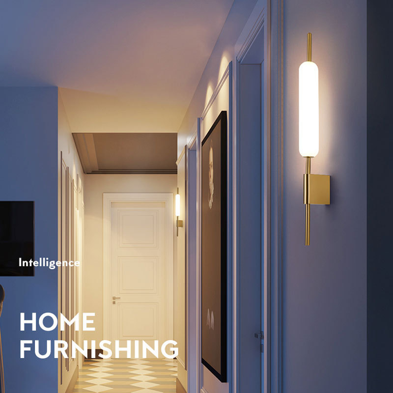 lámpara de pared escalera diseñador de lámparas de cabezal de cama creativo nórdico dormitorio diseño de pasillo de televisión de fondo moderno pared lujoso