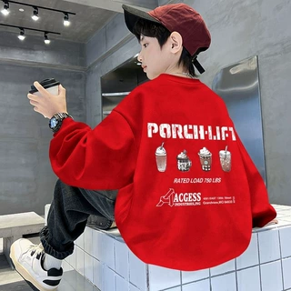 男童2025新款加绒卫衣秋冬中大童男孩韩版洋气宽松保暖套头衫上衣