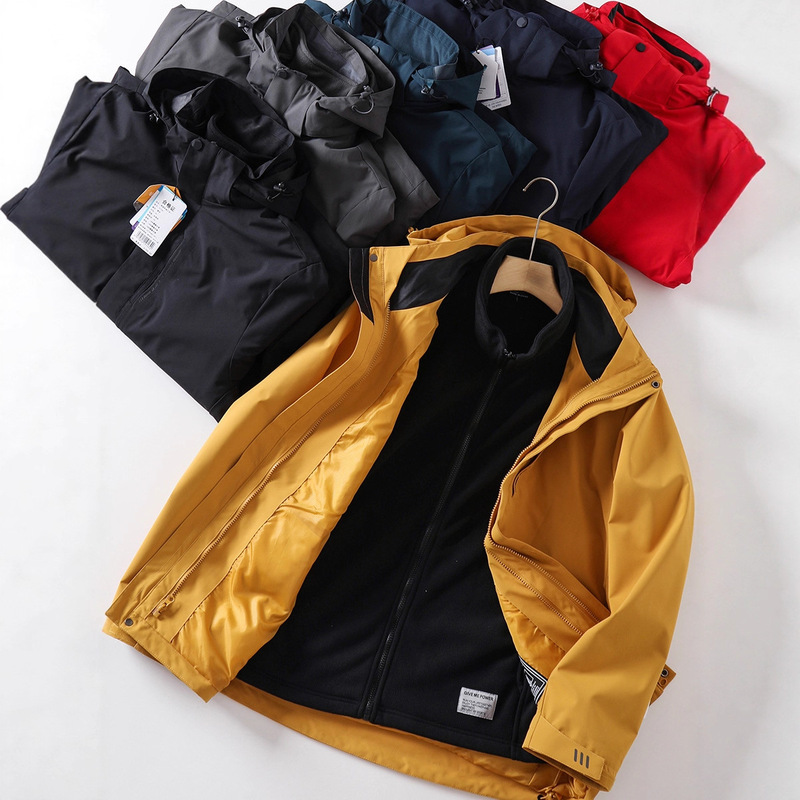 Polar Fleece Liner + Technical Three-Proof Jacket! Outdoor All-Weather! Men's Autumn and Winter Casual Jacket