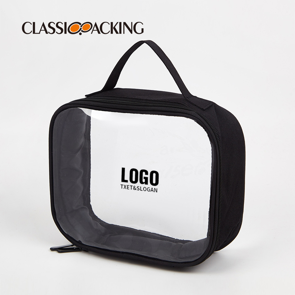 Bolsa de cosméticos transparente al por mayor de fábrica, bolsa de almacenamiento de cosméticos portátil para viajes de negocios, bolsa de viaje, bolsa de lavado, logotipo impreso