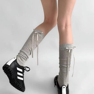 Ballet Style Socks with Bowknot Jk Long Tube Socks Solid Color Calf Socks for Women Korean Versatile Sweet Lolita Socks for Women