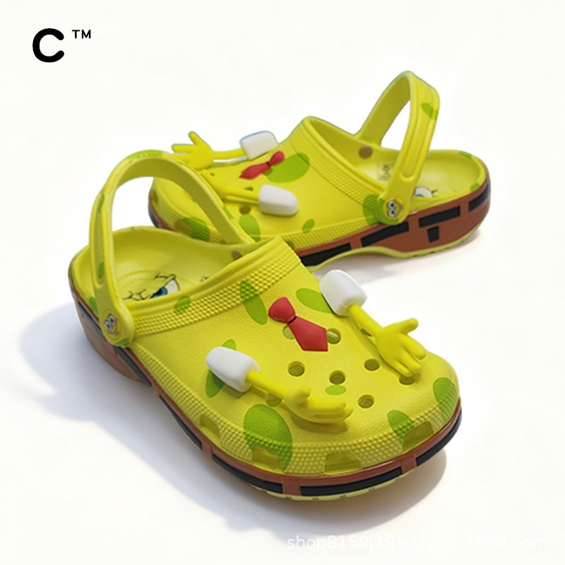 Spongebob Squarepants Collaboration Clogs, Fashionable Sports Slippers, Bikini Bottom Cartoon Non-Slip Comfortable Sandals