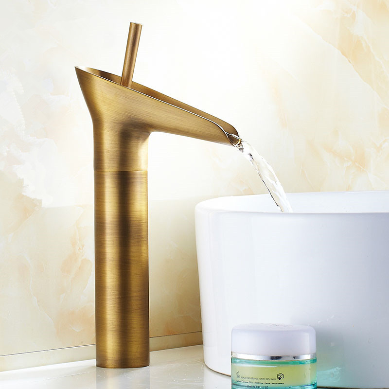 Cross-border Outdoor Antifreeze Pure Copper Hand-washing Sink Single Cold Waterfall Household Kitchen High Imitation Retro Hot and Cold Basin Faucet