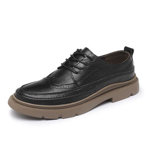 Casual leather shoes for men, autumn business workwear, trendy shoes, Brogue Martin men's shoes, British style versatile low-cut sneakers