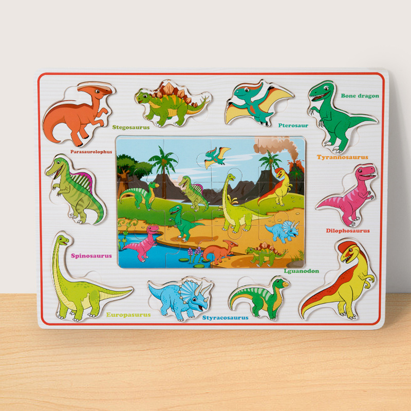 Entrenamiento de concentración de madera para niños, rompecabezas cognitivo tridimensional, juguetes, juegos de mesa a juego, rompecabezas de animales, tablero de rompecabezas tridimensional