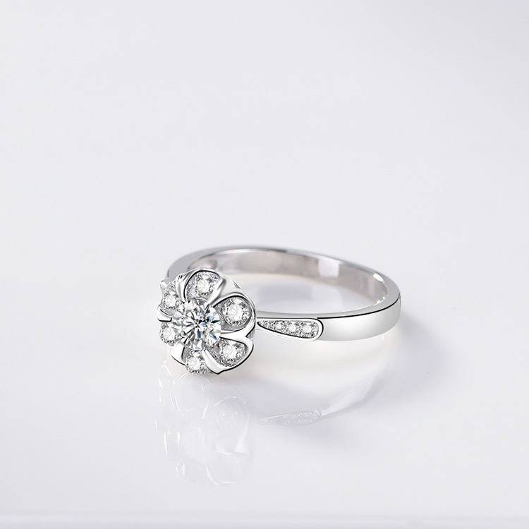 Fashion Flower Copper Plating Zircon Rings 1 Piece