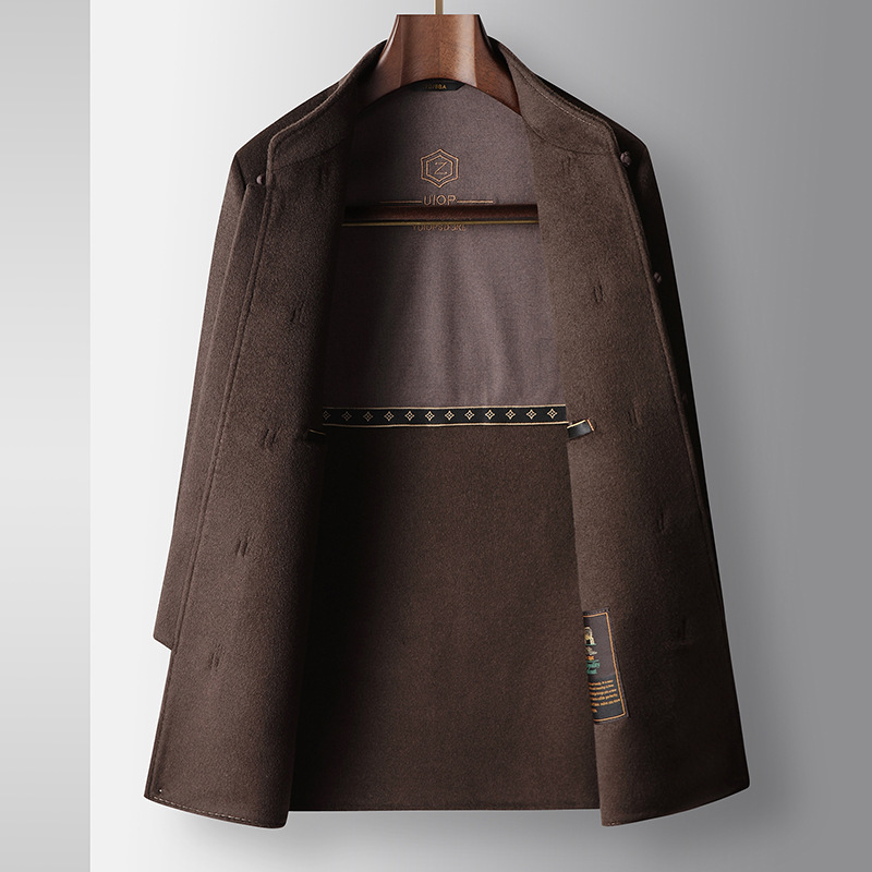 Men's Clothing autumn and winter Chinese style stand up collar youth Tang suit style double sided wool casual warm coat_voghion.com