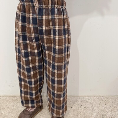 2021韩版新款女童中小童格子裤 一体绒休闲裤