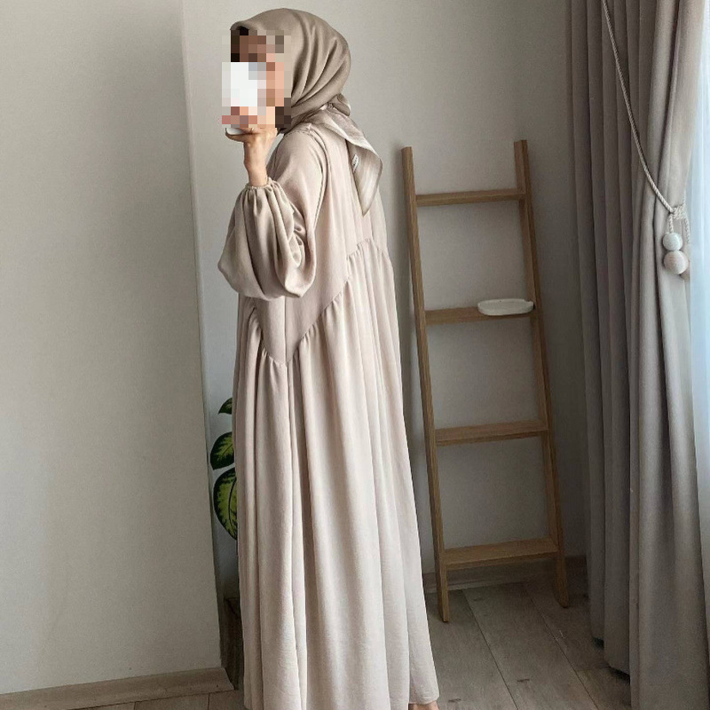 エキゾチックなムスリム女性の無地エレガントでファッショナブルな大きいサイズのロングスタイルのゆったりとしたロングスカートプルオーバードレス新しいスタイル|undefined