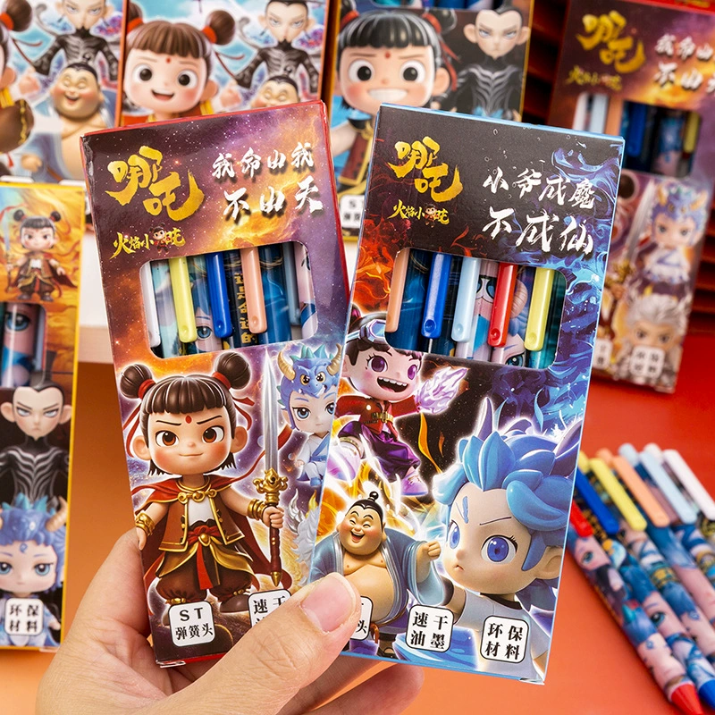 Мультяшная аниме-ручка-пресс, приз для школьника, гелевая ручка большой емкости для домашних заданий, офисная ручка для подписи, ручка в коробке