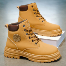 大黄靴2025年秋冬季大码男士马丁靴工装防水防滑登山鞋休闲劳保鞋
