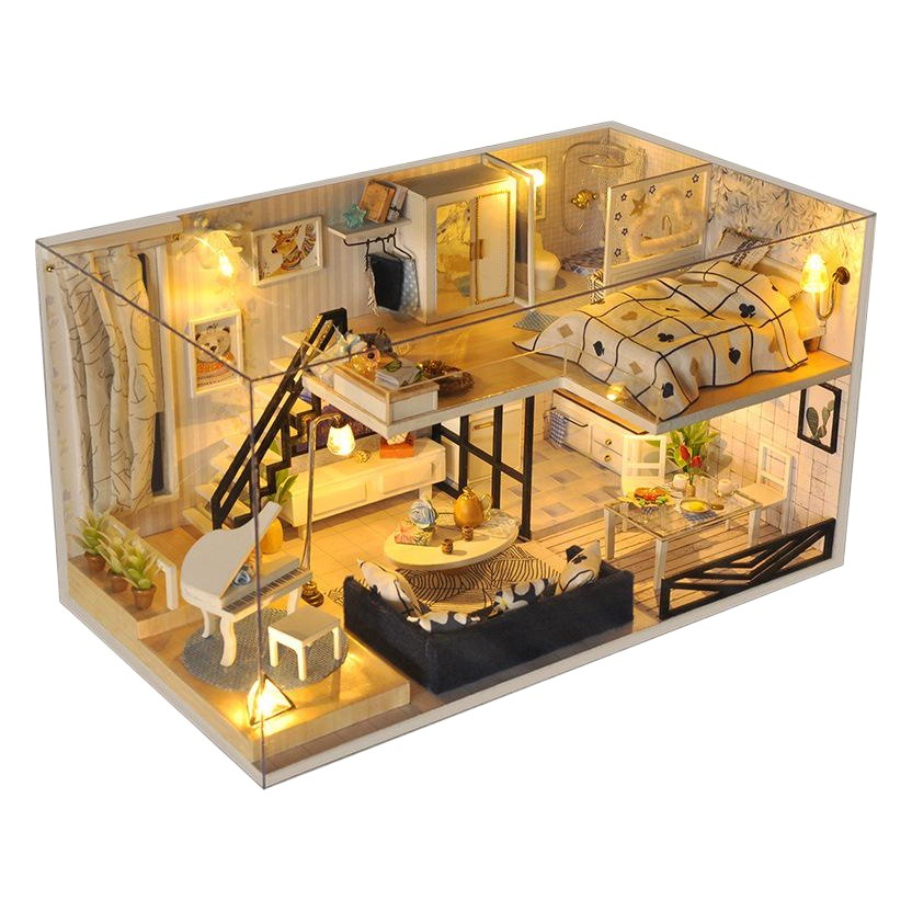 Regalo casa pequeña para mujer, cabaña diy, modelo arquitectónico en miniatura, casa ensamblada, loft 520, ideas para regalos del Día de San Valentín