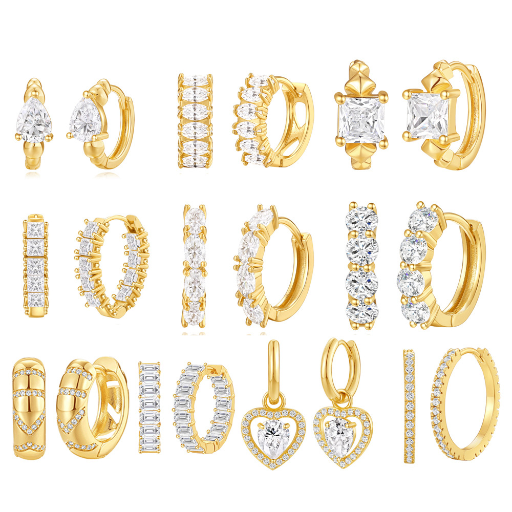 Pendientes de diamantes de cobre de moda de estilo INS, diseño de súper flash hueco de moda de lujo ligero, pendientes de diamantes de lujo que no se desvanece