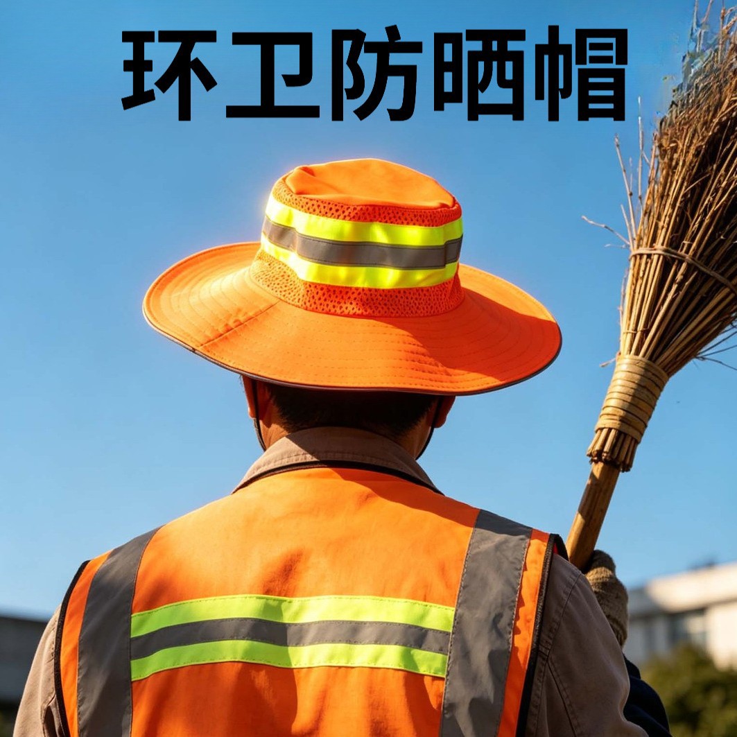 厂家荧光渔夫帽批发跨境环卫双色帽钓鱼帽纯色户外遮阳登山帽户外
