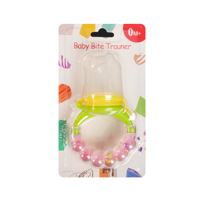 Inglés paquete de tarjetas bebé mordida música niños campana fruta y verdura música suplemento de alimentos para bebés fruta bolsa de malla al por mayor