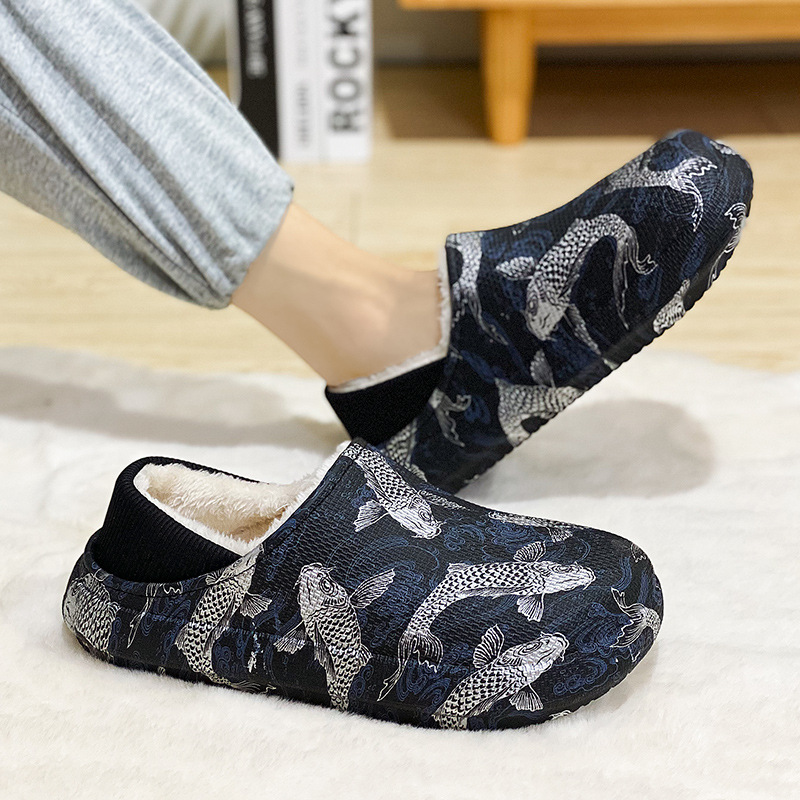 Demi-season indoor non-slip keep warm camouflage men's slippers…