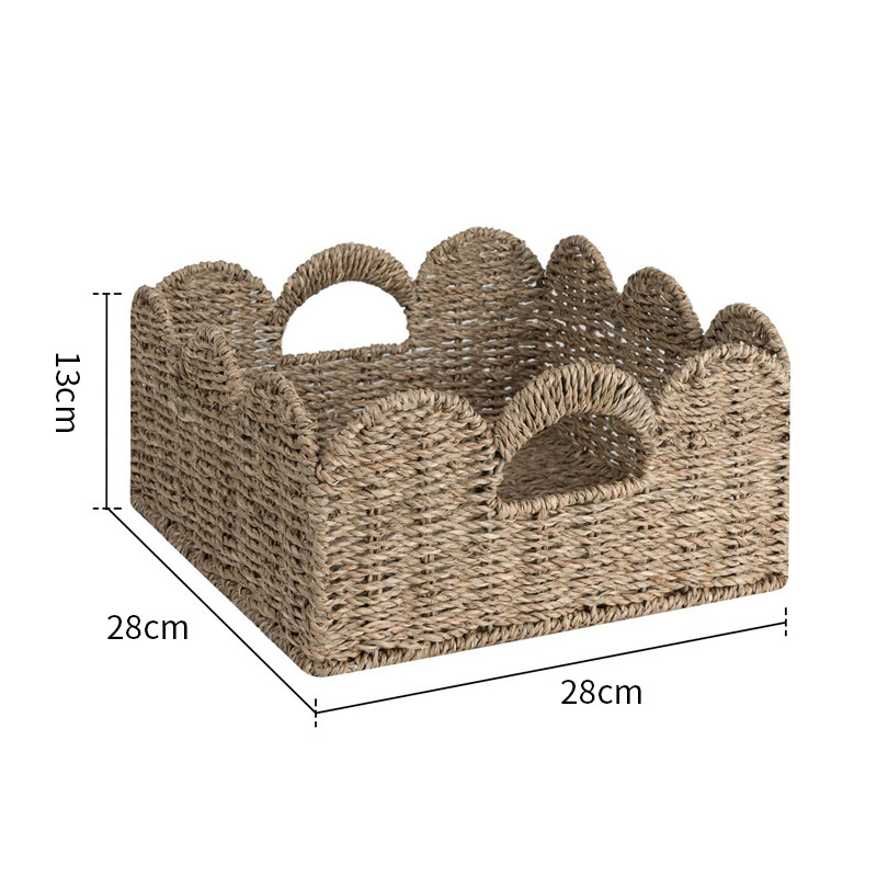 Transfronteriza personalizada nórdica de caña bandeja tejida a mano cesta de almacenamiento de cocina sala de estar mesa de té mesa de acabado cesta de almacenamiento
