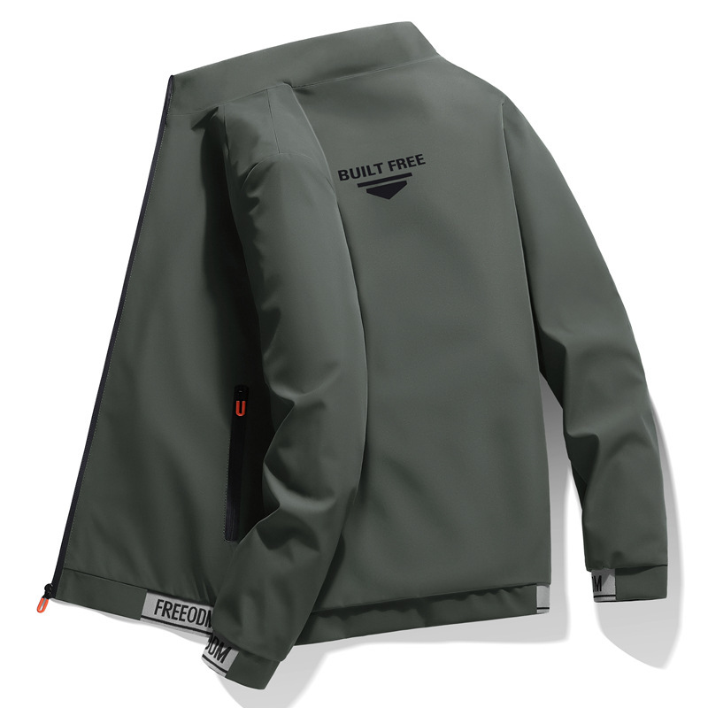 Monochrome Man- 26 New Workwear Stand Collar Baseball Men's Trendy Simple Jacket Spring And Autumn Cross-Border Two-Piece_voghion.com
