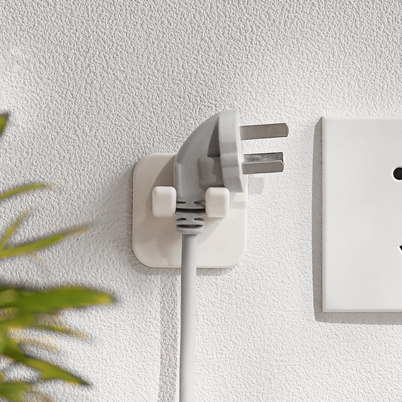 Enchufe de alimentación gancho Shaver titular Punch-libre sin costura gancho pegajoso hilo de la cabeza rack de almacenamiento montado en la pared de doble gancho socket