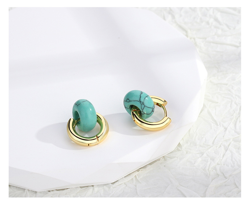 Rétro Géométrique Le Cuivre Des Boucles D'oreilles Placage Turquoise Boucles D'oreilles En Cuivre display picture 7