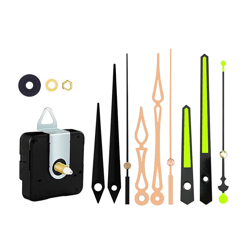 Set completo de movimiento de reloj nuevo modelo, venta caliente transfronterizo, silencioso y fluorescente luminoso, aguja de reloj metálica, para reloj de pared DIY