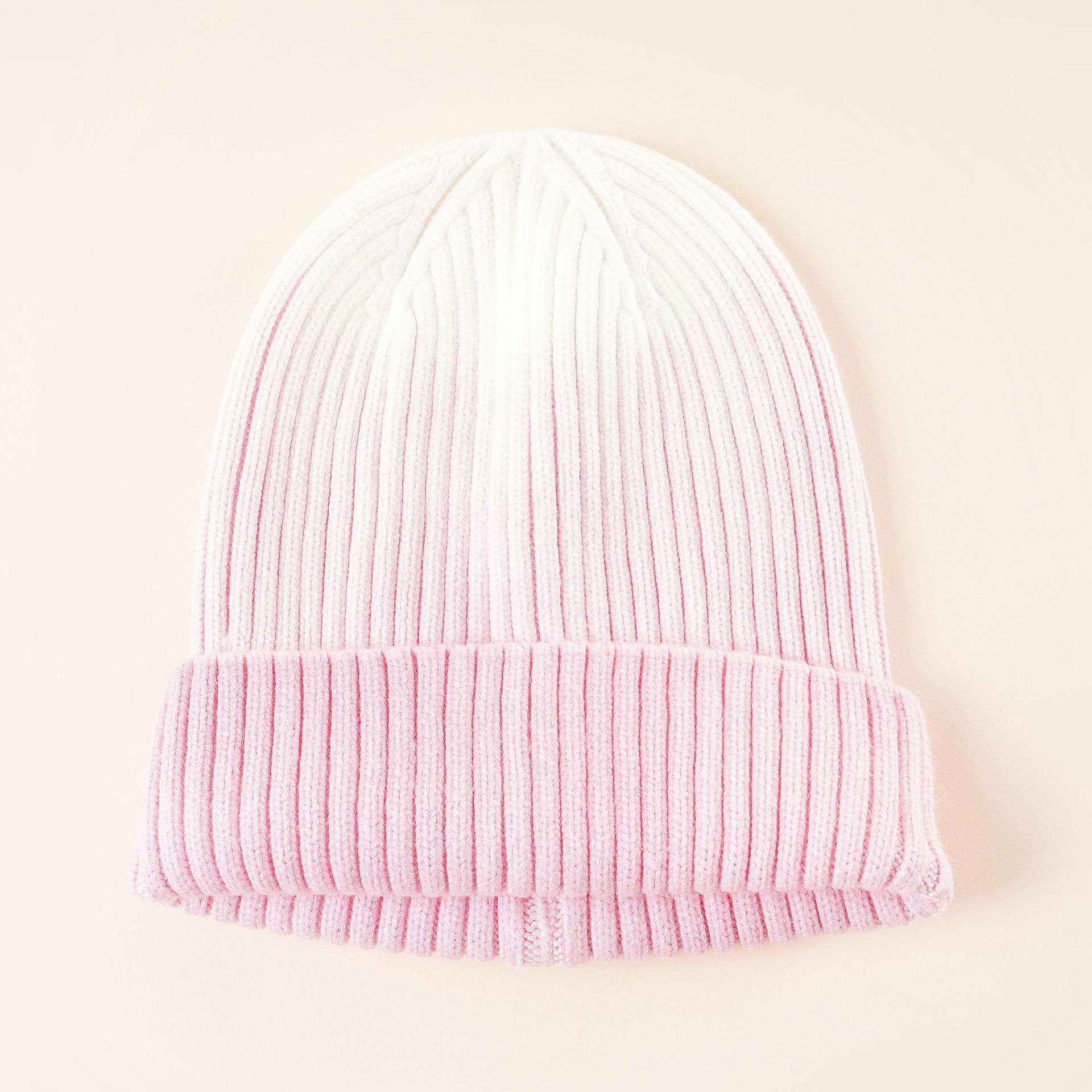 Tie-dyed sombrero de lana degradado femenino Otoño e Invierno monopatín de los hombres cálido sombrero de lana de hip hop gradiente de personalidad gorra de punta suave