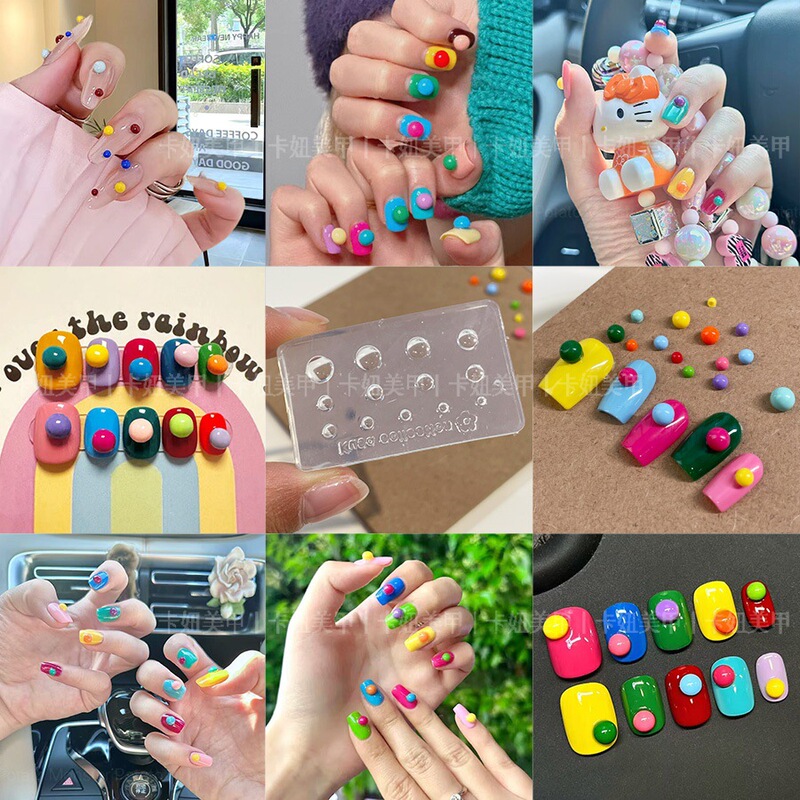 Net red spring and summer Macaroon rainbow bean mold silicone easy demoulding three-dimensional flat color bean diy nail mold