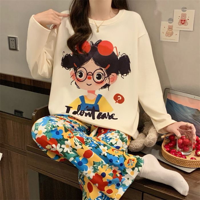 Al por mayor transfronterizo otoño y invierno manga larga de terciopelo de dibujos animados cálidos lindos ropa de hogar pijamas de mujer simple ropa de hogar suelta cubierta