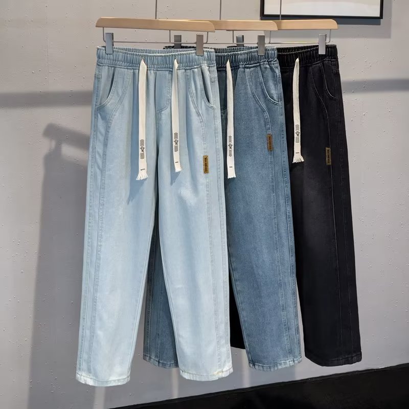 Vaqueros lavados y trapeadores de cuatro estaciones, estilo de Hong Kong, pantalones rectos sueltos, ropa de trabajo, pantalones casuales, pantalones para niños y niñas