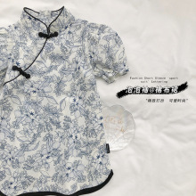 杰拉童装儿童短袖旗袍2023夏季新款女童中国风纯棉泡泡袖旗袍裙