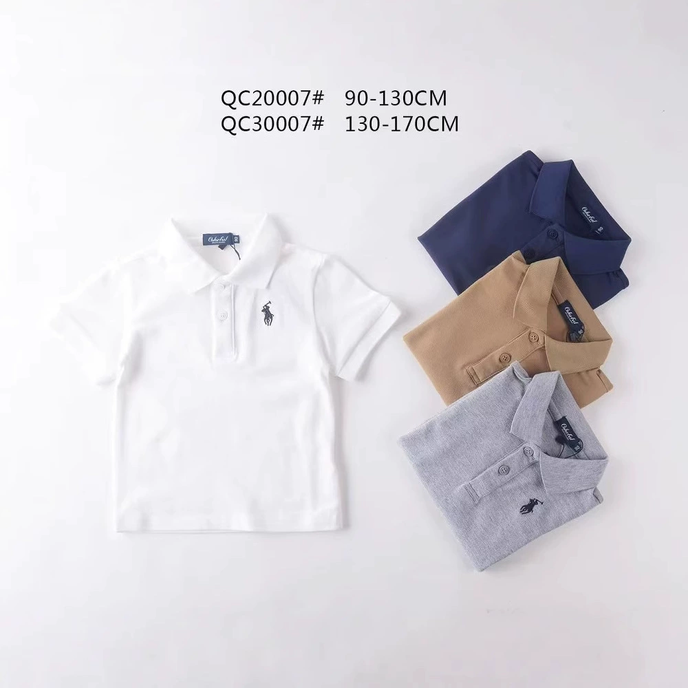 Новая детская футболка-поло с коротким рукавом для мальчиков, из пике-хлопка, размеры M и L, детская рубашка-поло с воротником, футболка-топ