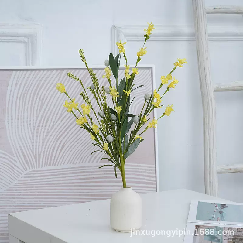 定制款户外春草茶花仿真花 塑料假花酒店办公室家居装饰绿植插花