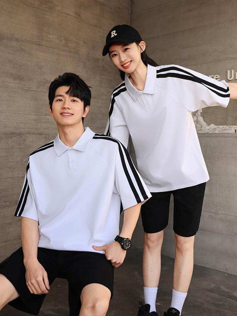 Solona Trendy Shoulder Dos barras Camisa de polo a juego de color 230g Cuello alto antibacteriano pesado Manga corta