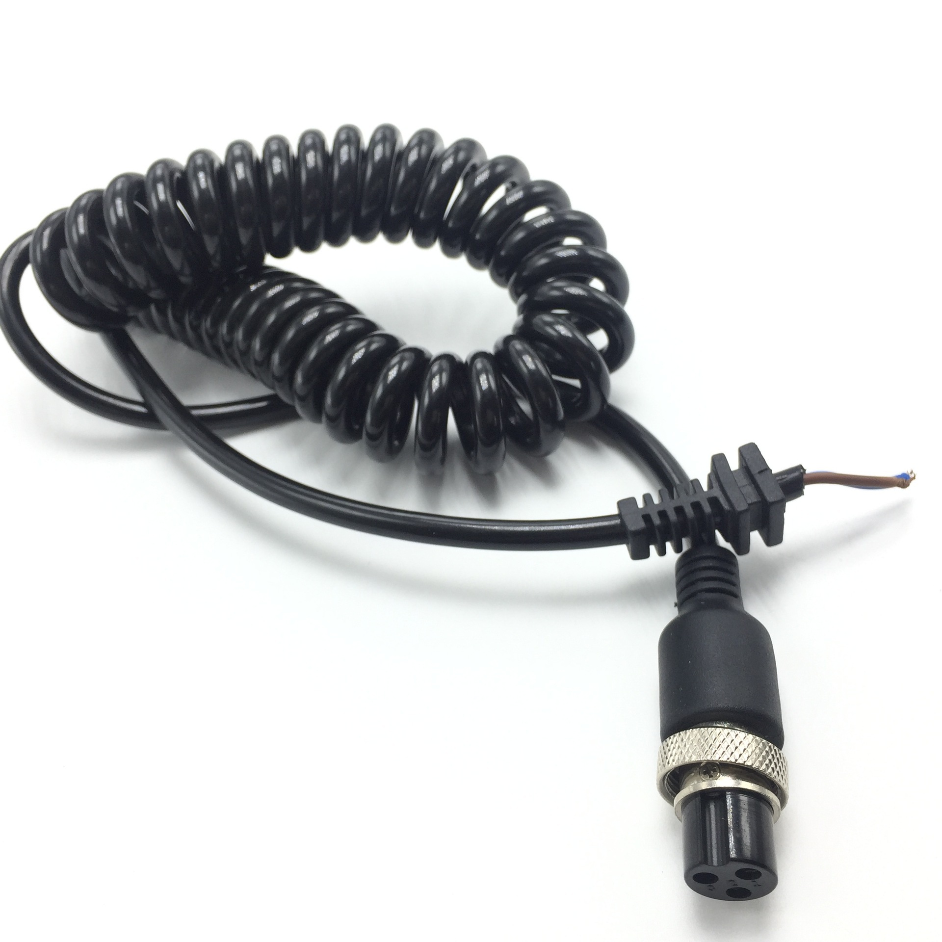 厂家供应PU材质弹簧线PVC螺旋线AC插头电源线 防掉绳线透明线插头