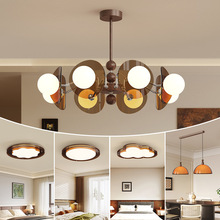 2025吊灯客厅中古个性包豪斯胡桃木色亚克力复古卧室餐厅书房灯具