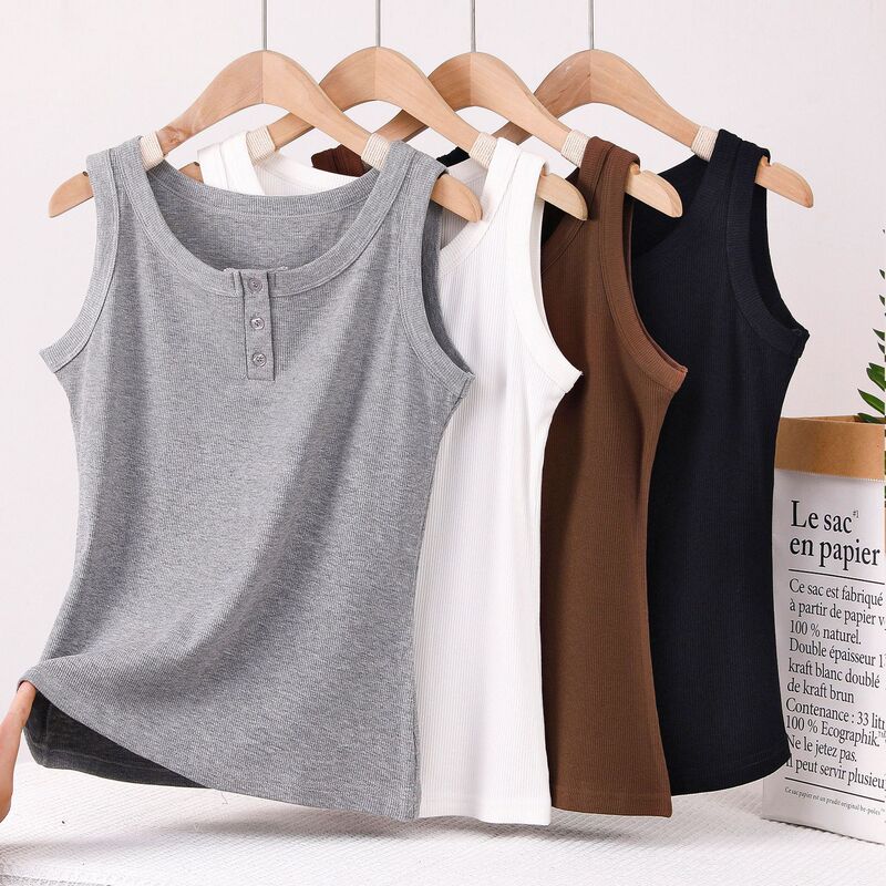 A generation of trembling voice live cross-border plus size women's modal button vest loose and fat inside the base shirt