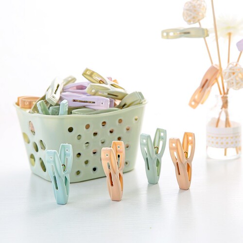30 packs of strong windproof clothespins for underwear, small clothespins with baskets, household plastic sheets, clothespins for clothes