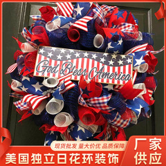 国境を越えた新製品アメリカusa独立日花輪装飾品家庭の祝日衣装道具国慶節門掛け