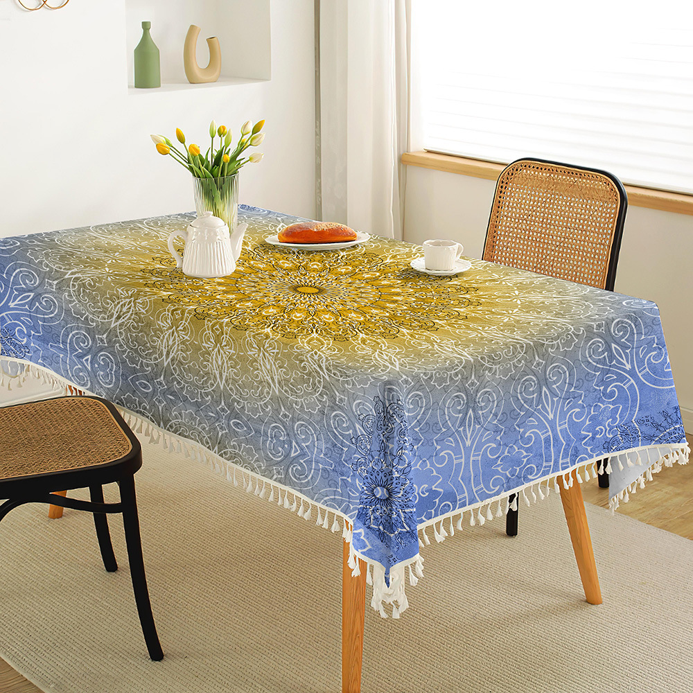 Vacation Simple Style Classic Style Color Block Cotton And Linen Tablecloths display picture 2