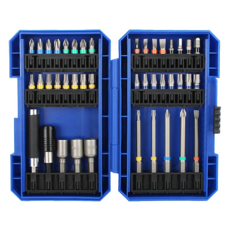 Destornillador eléctrico destornillador cabeza traje 42-piece set Rainbow Magic Box fuerte Cruz magnética taladro de mano destornillador eléctrico destornillador