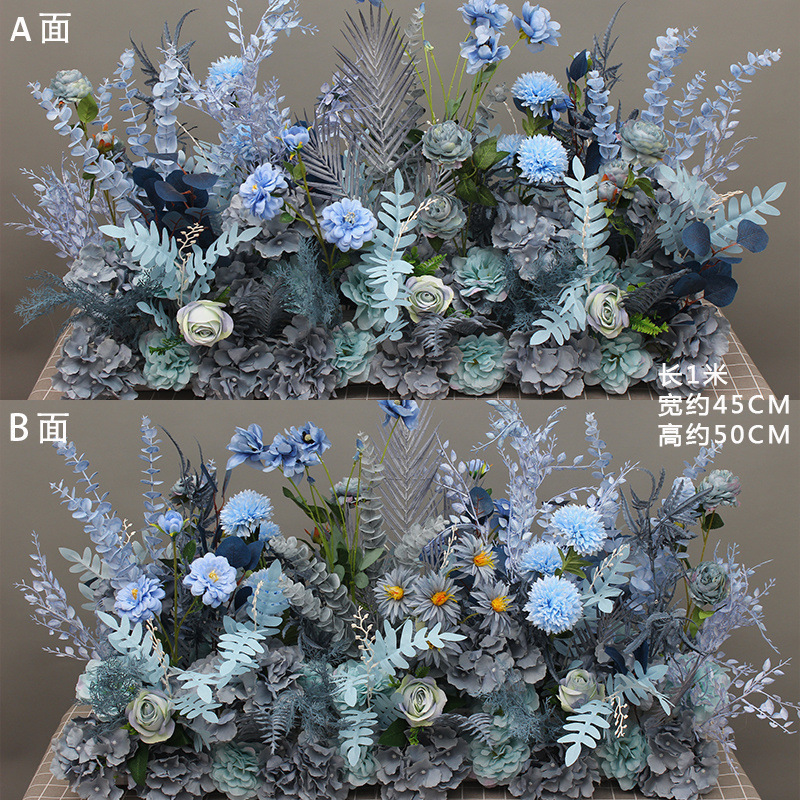 新款婚庆大款地排花绢花成品装饰尤加利花排台路引婚礼花艺|undefined
