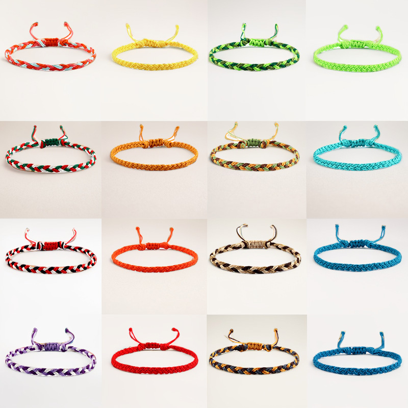 Creative twist woven bracelet dopamine color Taiwan wax thread handmade hand rope men and women stacked bracelet Creative twist woven bracelet dopamine color Taiwan wax thread handmade hand rope men and women stacked bracelet