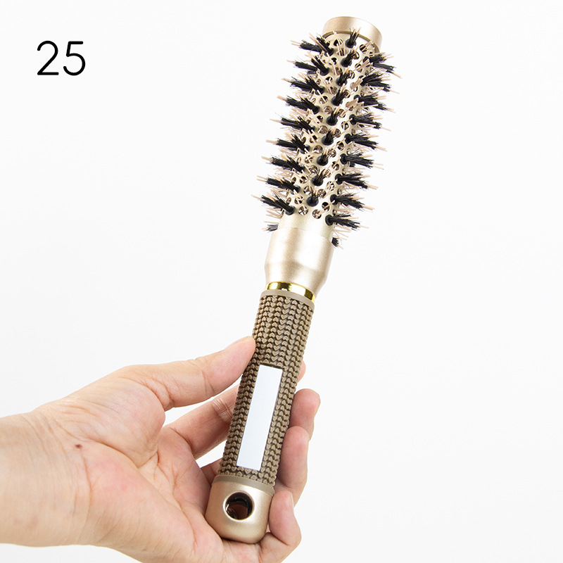 Suministro directo de fábrica forma de salón de pelo rizado rodillo peine tubo de aluminio conductivo térmico peine de cerámica peine del pelo peine de nylon de oro tubo de aluminio